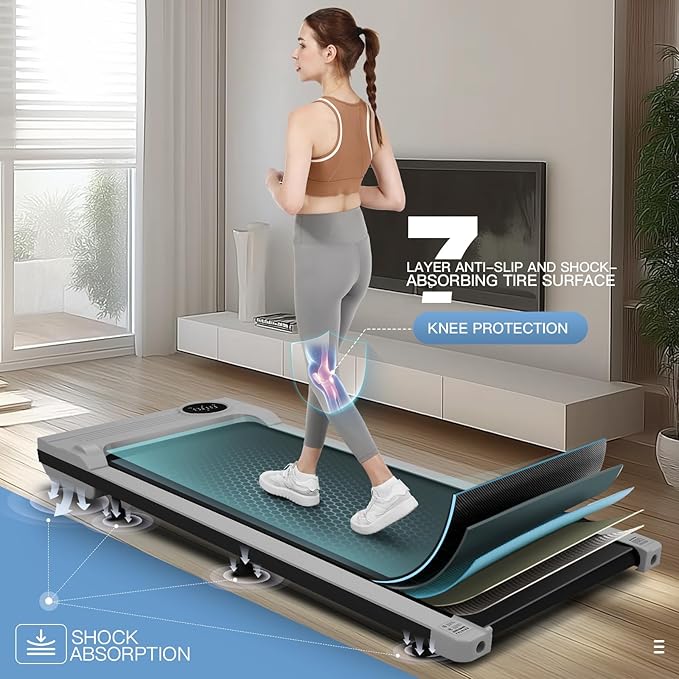Walking Pad Treadmill, Funmily 2.5hp Under Desk Treadmill for Home/Office, 2026 Upgrade 3-in-1 Portable Treadmills with App, Remote Control, LED Display, 300 Lb Capacity