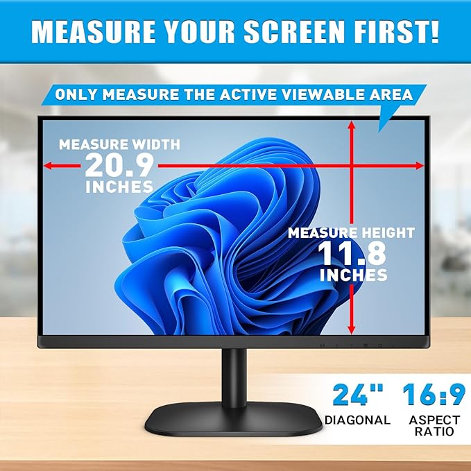 PYS 2-Pack 24 Inch Blue Light Screen Protector for Monitor – 16:9 Removable Anti-Blue Light Filter, Eye Strain Relief, UV Protection Film for Computer Monitors