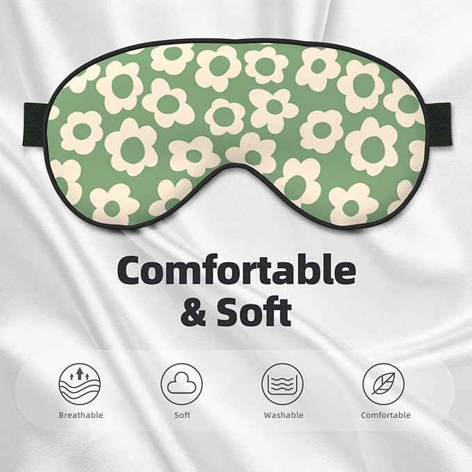Vintage Groovy Flowers Sleep Mask Eye Mask with Adjustable Strap Eye Sleep Shade Cover Blocks Light for Women Men Airplane Travel Nap