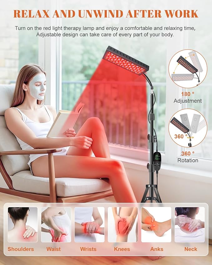 Red Lights Therapy for Body Face, 75 LED Light Therapy Panel with Stand, 35W 660nm Redlight and 850nm Near Infrared Light Device for Full Knee Body Pain Relief Skin Care at Home