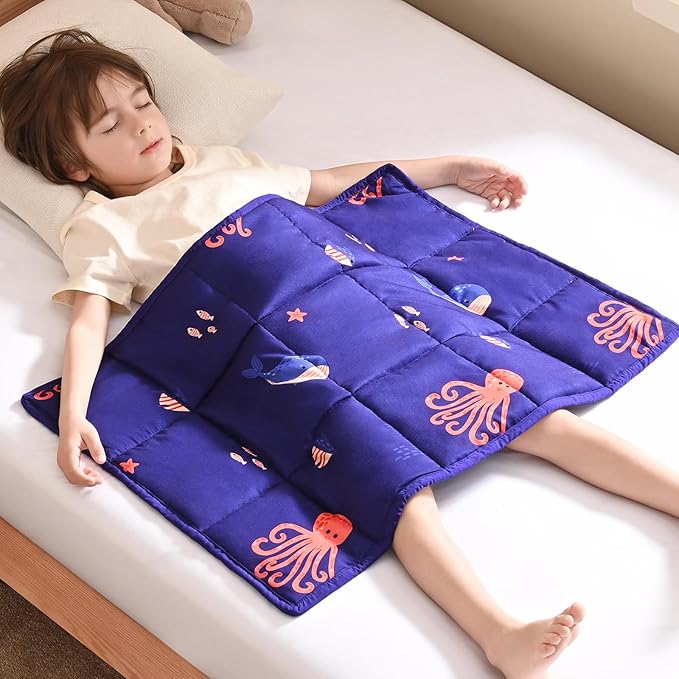 anfie Weighted Lap Pad 2 Pounds, Weighted Blanket (30"*40") Cooling Blanket for Sleeping,Weighted Throw Blanket for Travel Indoor Outdoor (Blue Ocean)