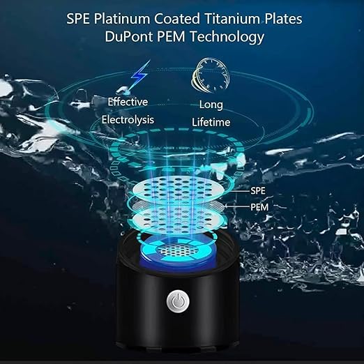 SHINKAI Hydrogen Water Bottle 450ml Portable Hydrogen Ionizer with SPE/PEM Technology, Rechargeable Hydrogen Rich Water Generator for Home, Office, Travel & Gym (Black)