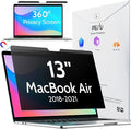 Magnetic 360° Privacy Screen for Macbook Air 13 Inch (2018-2021, M1), Removable Matte Anti Glare Blue Light Protector 4 Way Private Security Filter for 13.3" Mac Laptop Computer