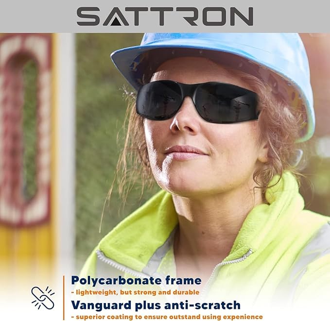 24 Pack of Tinted Safety Glasses (Protective Safety Sunglasses) Ploycarbonate Dark Smoke Lenses for UV Protection, Scratch & Impact Resistant, Perfect for Construction, Outdoor Work, Shooting and More