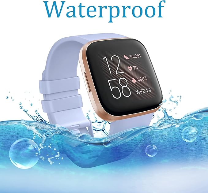 Mugust Sport Bands Compatible with Fitbit Versa 2 / Fitbit Versa/Versa Lite/Versa SE, Classic Soft Silicone Replacement Wristbands Straps for Fitbit Versa 2 Smart Watch Women Men (Small,Sky Blue)