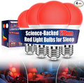 Neporal 7W 670nm Red Light Bulbs for Sleep, 100% Blue Light Blocking Red Night Light, Sleep Light for Melatonin Promoting, A19 60W Equivalent Dim Light Bulbs for Bedroom, Baby Nursery, Reading,4 Packs