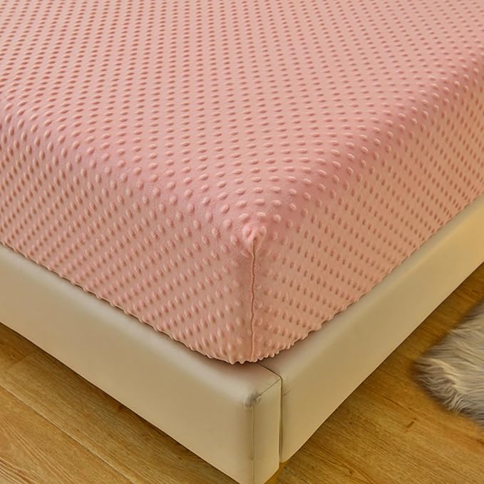 ZIQINPSQ Coral Velvet Fitted Sheet-Thickened Cold-Resistant and Warm Bed Sheets-Soft Velvet Fleece Fitted Sheets with-Elastic All Around. (Pink, Twin)