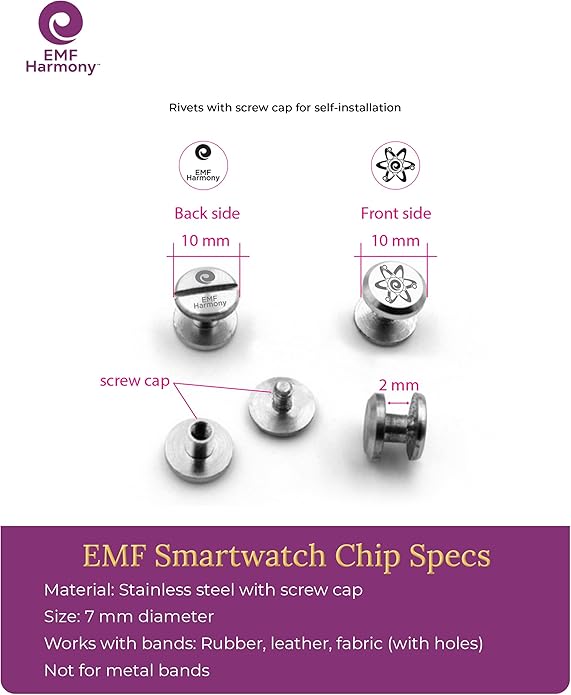 EMF Harmony Smartwatch Chip – Discreet Stainless Steel Bioresonance Rivet Accessory for Apple Watch, Garmin, Fitbit & Fitness Bands – Everyday Balance in a Wireless World