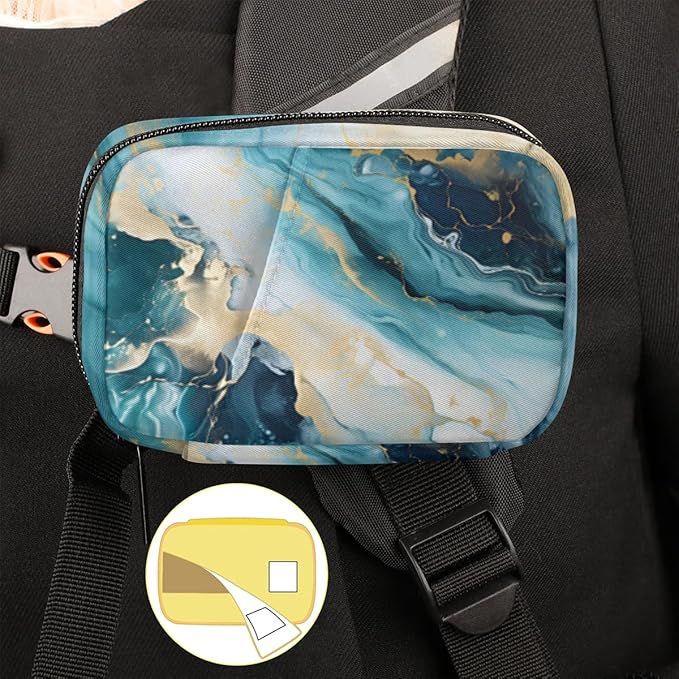 Portable Pills Organizer for Purse, Pill Cases Organizers 7 Day Medicine Travel Case, Personal Week Pill Organizer Cute Zipper Medication Bag Containers for Vitamin, Supplement (Blue Marble)