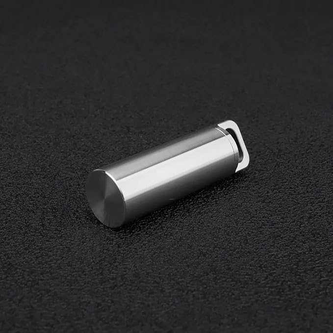 Titanium Pill Container Keychain, Waterproof EDC Pill Holder for Vitamins & Medication, Ultra-Lightweight Metal Pill Case Organizer for Men & Women, Portable Travel Pill Box (L)