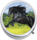NewCharms Black Horse Medicine Vitamin Compact 3-Compartment Pill Box