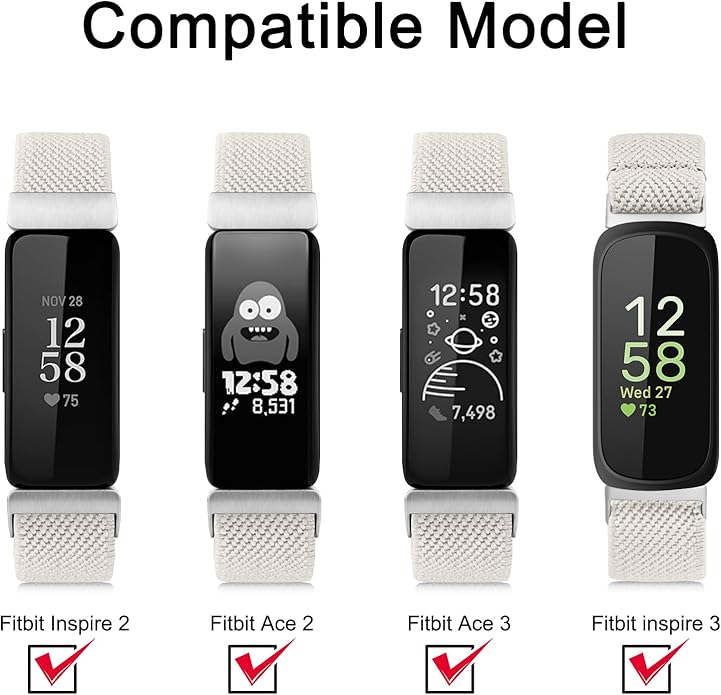 Vancle Elastic Bands for Fitbit Inspire 3 Bands Women, Breathable Adjustable Replacement Stretchy Nylon Loop Wristband Sport Straps Compatible with Fitbit Inspire 3 Fitness Tracker