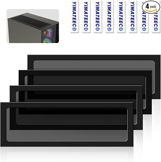 Dust Filter PC 360mmx120mm for Computer Cooler/PSU/Routers Nylon 80 Mesh, Magnetic Frame PC Fan Dust Mesh PC Cooler Filter Dustproof Computer Fan Grills (Nylon, 120 * 360mm, 4pcs, Black)