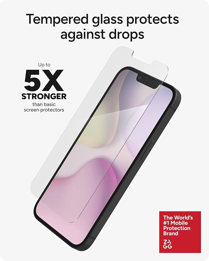ZAGG Glass Elite Screen Protector for Apple iPhone 17e/ 16e/ 14/13/ 13 Pro - Advanced Impact and Scratch Protection, Anti-Fingerprint Technology, InvisibleShield, Easy to Install
