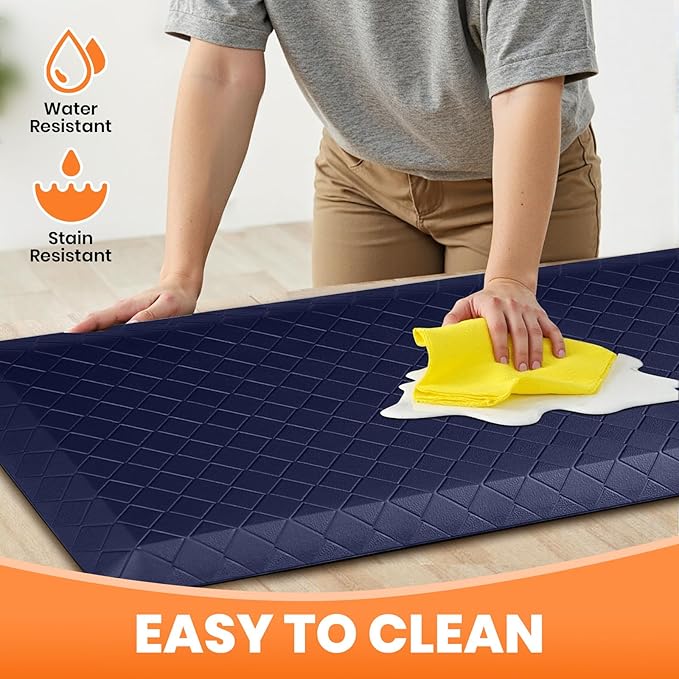 4/5 Inch Extra Thick Kitchen Mats for Floor,Non Slip Anti Fatigue Kitchen Rugs,Waterproof Stain Resistant Sink Mat,Cushioned Standing and Comfort Mats for Office (17"x39" Blue)