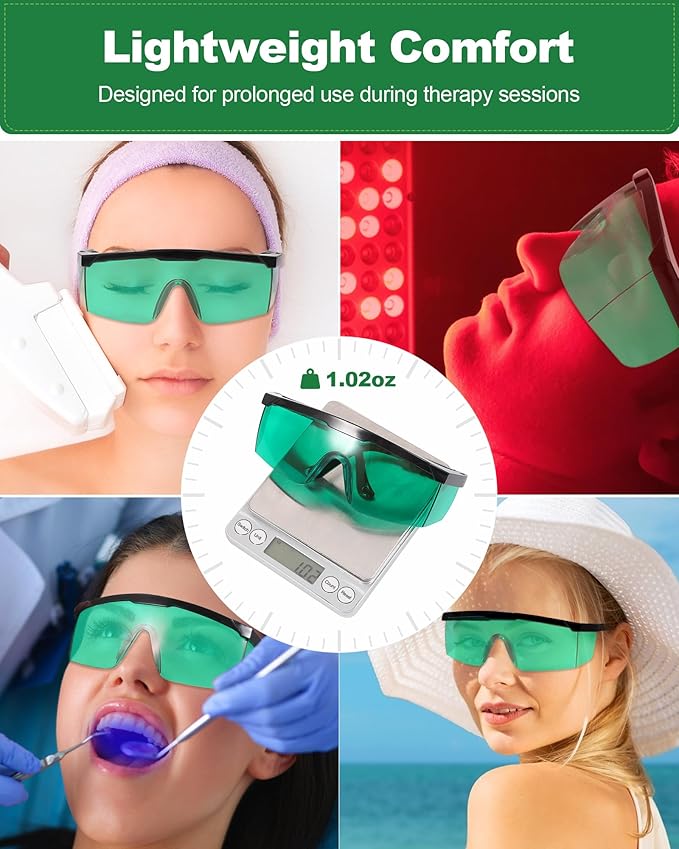 LIGHTMEUP Red Light Therapy Glasses Eye Protection Transparent Maintain Visibility Infrared Goggles Full Wrap-Around Design Adjustable Leg Suitable For Use With Infrared Red Light Therapy Devices