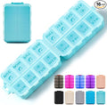 Foldable Weekly Pill Organizer 2 Times a Day with 2 Extra Compartments - Etched Labels - Portable 7 Day AM PM Medicine Box, Week Daily Travel Pill Case Holder for Vitamin, Supplement -Sky Blue