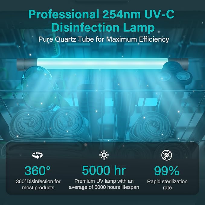 KING&DUKE UV Sanitizer Box & Phone Sanitizer - UV Sterilizer Cabinet for Nail Tools, Manicure Tools, Smartphones, Jewelry - 360° UVC Light Disinfection Box with Timer for Salon & Home Use