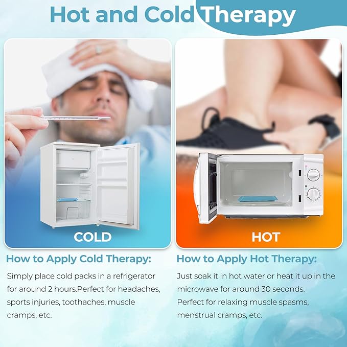 Ice Packs for Injuries 14" X 11": Ohuhu 2 Pack Hot Cold Gel Ice Pack X-Large Reusable Ice Packs with Wrap Flexible Pain Relief for Shoulder Legs Knee Back Hip Aches Injury Muscle Pain-Light Blue