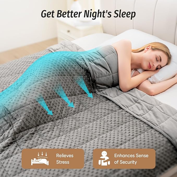Wemore Minky Dot Weighted Blanket for Adults King Size 20 lbs, Soft Cozy Heavy Blanket for Bed and Couch, Breathable Blanket for All-Season with Glass Beads, Grey 80 x 87 inches