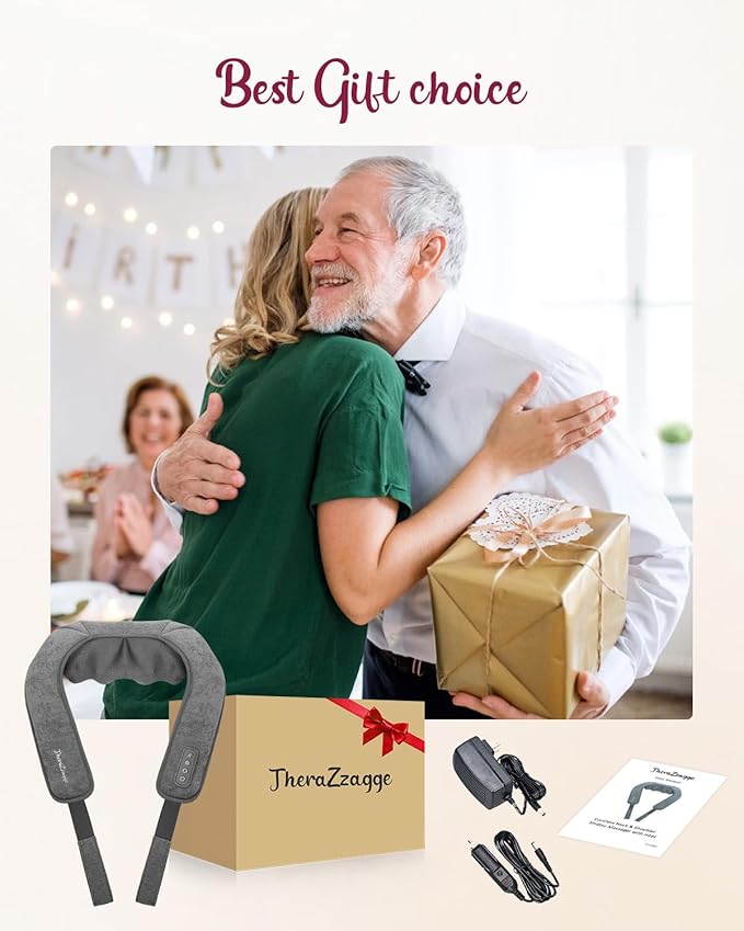 Cordless Neck Massager for Pain Relief Deep Tissue, Kneading Shiatsu Neck and Shoulder Massager with Heat,Cordless Massager for Back and Shoulder Pain, Gifts for Women Men Home Office Christmas