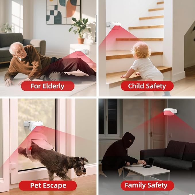 CallToU Wireless Motion Sensor Alarm Indoor Motion Detector Alarm Bed Alarms for Elderly Dementia Patients, Motion Sensor Door Chime for Business/Home/Office/Store with 500FT Range 5 Adjustable Volume
