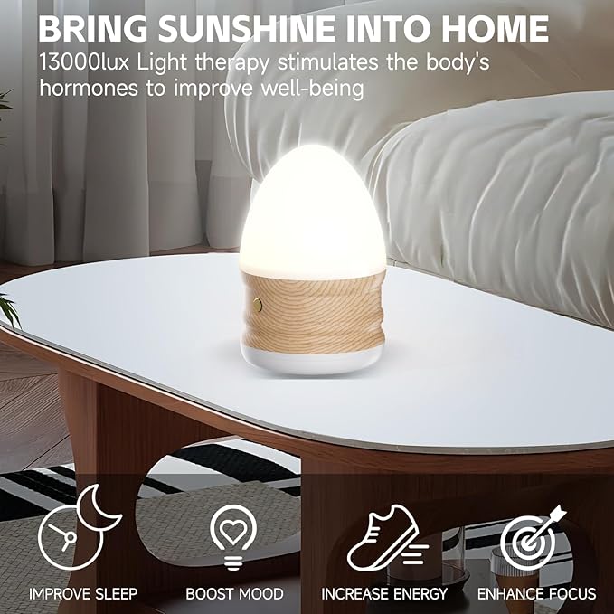 13,000 Lux Daylight Lamp, UV-Free Flicker-Free Light Therapy Lamp with 3 Color Temperatures, Dimmable Desk Light with Timer & Remote for Mood, Energy & Concentration, Home Office