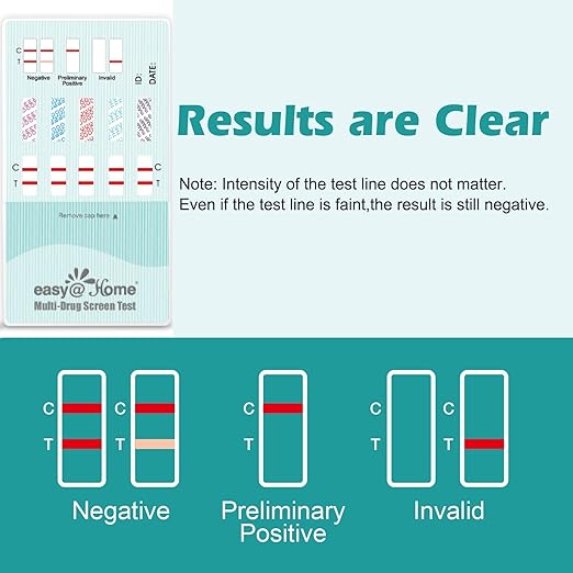 Easy@Home Multi-Drug Screen Test: 5 Pack Urine Drug Tests Kit, Testing AMP/BZO/COC/THC/MET/MOR/BAR/MDMA/PCP/MTD, Instant Drugs Test Kits Including Sensitive Marijuana Test, #EDOAP-3104