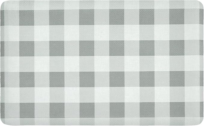 Anti Fatigue Kitchen Rugs Farmhouse Kitchen Mats for Floor,Cushioned Non-Slip Ergonomic Comfort Rug Standing Mat for Kitchen,Doing Dishes,Floor,Home,Office,Laundry,Plaid Grey,17.3"x 28"