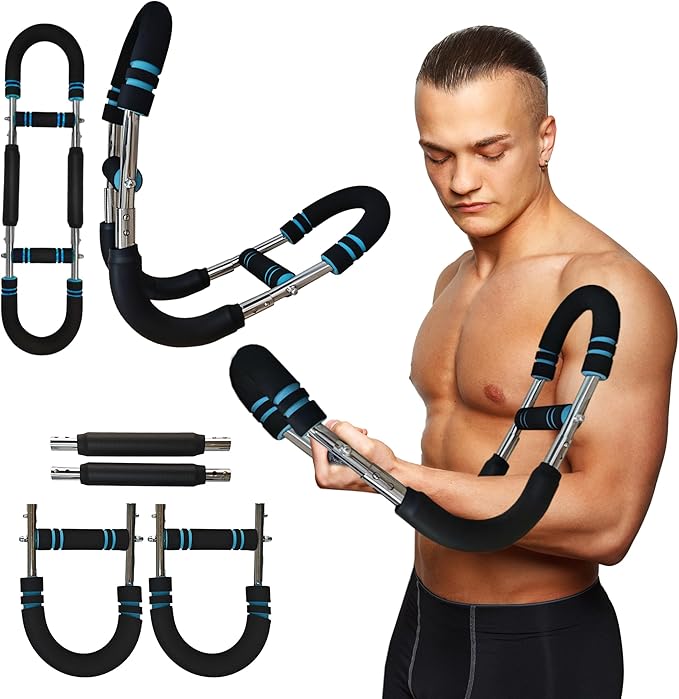 Twister Arm Trainer Chest Workout Equipment - 66-110lbs Adjustable Resistance Upper Body Muscle Strength Builder Clip Exerciser for Men - Home Gym Wrist Exercise Pectoral Strengthener Bar