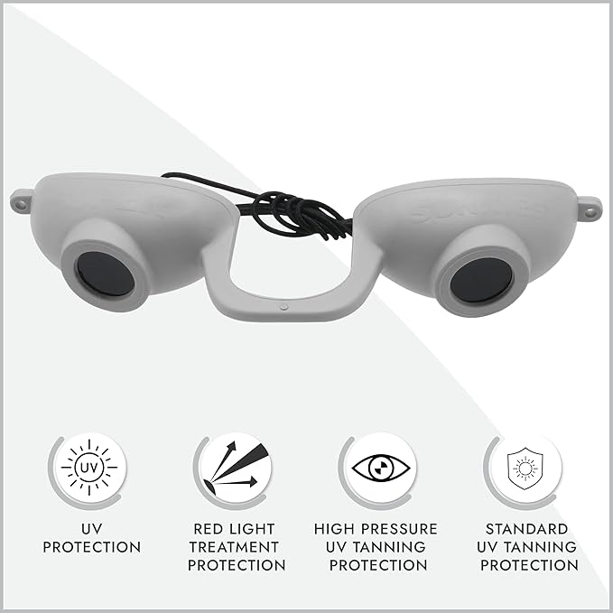 Super Sunnies EVO Flex UV Eye Protection, FDA Compliant, Tanning Bed Goggles, Red Light Theraphy Eyeshields with Case