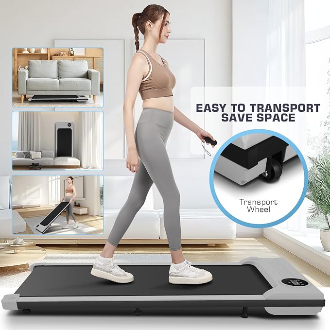 Walking Pad Treadmill, Funmily 2.5hp Under Desk Treadmill for Home/Office, 2026 Upgrade 3-in-1 Portable Treadmills with App, Remote Control, LED Display, 300 Lb Capacity