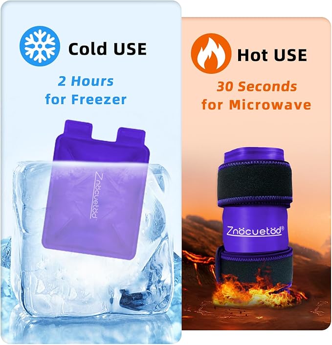 ZNÖCUETÖD Enhanced Knee Ice Pack Wrap for Pain Relief, Large Gel Ice Pack for Knee Leg Injuries Reusable with Cold Compression for Tendonitis, Arthritis, Swelling, Bruises, Surgery Recovery