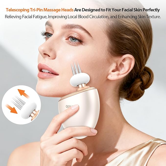 Mini Massage Gun,Designed by Japanese Experts,3-Pin Retractable Head (For Face & Scalp) + Round Head (For Muscle Groups),Percussion Deep Tissue Massage,4 Speed Settings,0.5lb,for Home/Gym,Ideal Gift