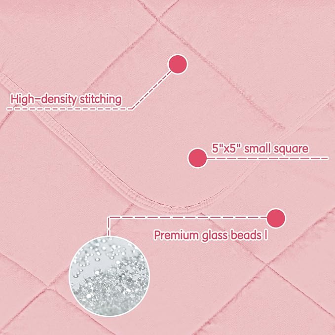 yescool Weighted Blanket (7 lbs, 41" x 60", Pink) Cooling Heavy Blanket for Sleeping Perfect for 60-90 lbs, Breathable Blanket with Premium Glass Bead, Machine Washable