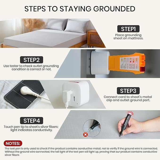 Grounding Sheets King Size, 12% Silver Fiber 88% Organic Cotton Fitted Grounded Sheet, Earthing Fitted Sheet with Ground Connection Cord for Better Sleep (71"x 80"x 15", Gray)