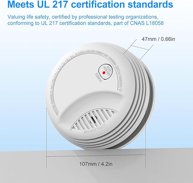 9 Pack Smoke Detector, Photoelectric Sensor Battery-Powered Fire Smoke Alarm, LED Warning Light 85 dB Alarm Sound, Low Battery Warning, Mute and Test Buttons, Suitable for Living Rooms, bedrooms, etc
