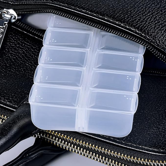 2 Pack OPP Clear Daily Pill Box Organizer, Am Pm Pill Organizer 7 Day, Weekly Pill Organizer 2 Times a Day for Pills, Supplements and Medication, Small Pill Box 7 Day, Medication Organizer