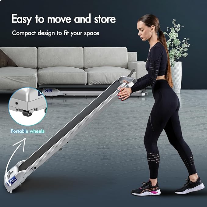 BLACK LORD Walking Pad with Handle Bar, 2.7 HP Quiet Foldable Under Desk Treadmill with Bluetooth Speaker, Portable Running Treadmills for Home, LED Display, App/Remote Control, 330 lbs Capacity