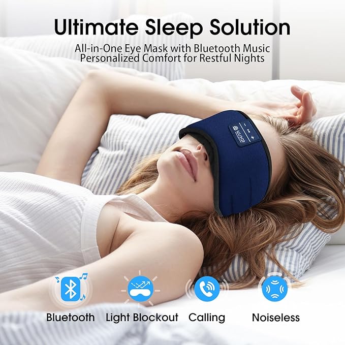 LOVE EYE Sleep Headphones Bluetooth 5.4 Sleeping Eye Mask Wireless Music Earphones with HD Speakers for Side Sleepers Total Blackout Cotton Mask for Travel, Home, Office, Unique Gifts