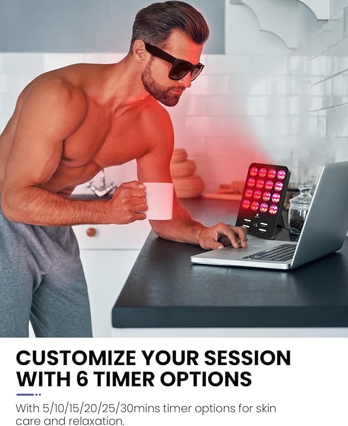 CooCoCo White Elephant Gift for Adults, Red Light Therapy for Face and Body, Light Therapy Panel with 630nm Red, 590nm Yellow and 460nm Blue Lamp, 6 Modes, Christmas Gifts for Women Men