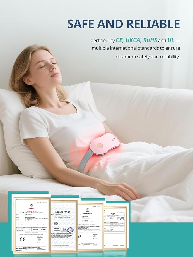Slimpal Heating Pad for Period Cramps, Portable Cordless Electric Heating Pad for Menstrual Pain Relief Heat Belt, Rechargeable Wearable Heat Pad Gifts for Her Women Girl Wife Girlfriend, Pink