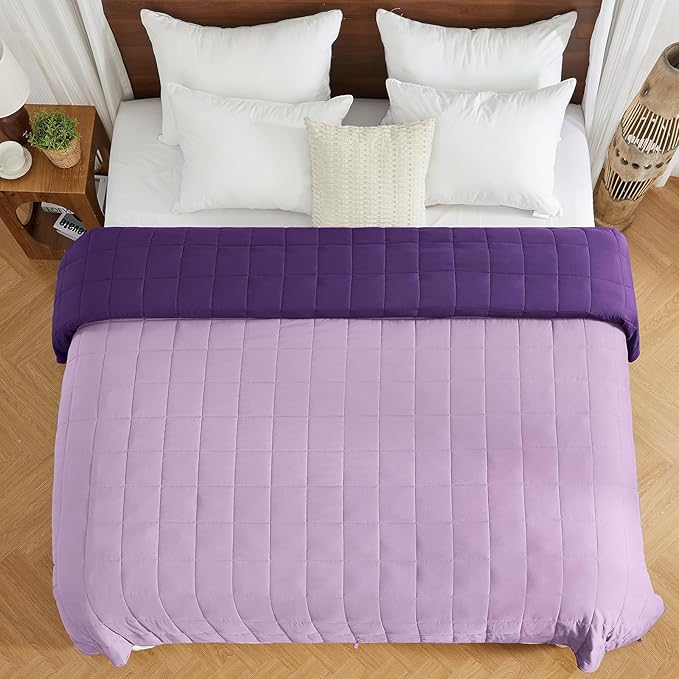 King Size Weighted Blanket for Adults (20 lbs, 80” x 87”, Purple) Cooling Heavy Blanket for Sleeping Perfect for 190-210 lbs, Breathable Blanket for Adults & Couple All Season, Machine Washable