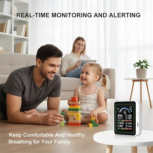 Air Quality Monitor Indoor, 10 in 1 Portable Smartair Quality Tester for CO2 | CO | TVOC | HCHO | Temp | AQI | PM0.3-1 Detection Hum for Home Cars Plants, Pets, Car, Hotel