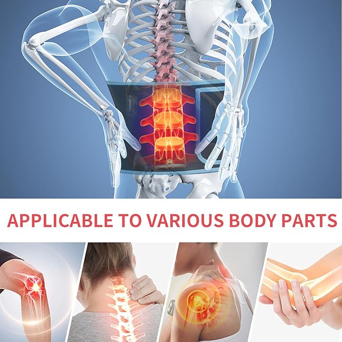 Red Light Infrared Therapy Belt: Pain Relief Device LED Red Light Therapy Lamp Near Body Large Pad Wrap with Timer Control for Back Shoulder Waist Muscle Black
