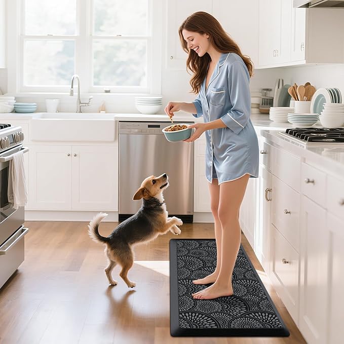 Mattitude 4/5 Inch Kitchen Mat, 20x39in Heavy Duty Ergonomic Comfort Foam Standing Desk Mat, Waterproof Non-Slip Standing Mats and Rugs for Kitchen, Office, Black