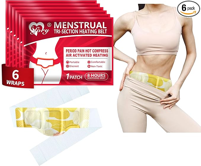 Heating Pad for Period Cramps, Menstrual Heating Pad, Portable Period & Back Heat Therapy Pad, Air Activated Heating, 8 Hours Soothing Heat Relief - 6 Pack Discreet, Cord-Free HeatWraps