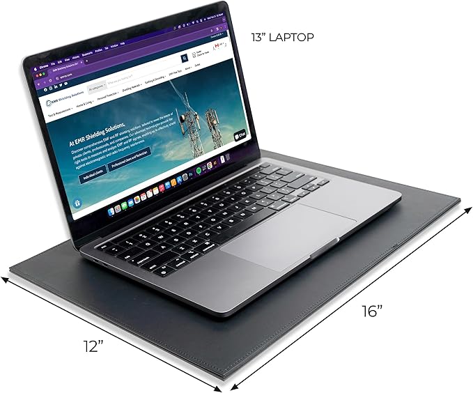 EMF Laptop Tray - Shielding ELF and RF from Computer, Tablets, Cell Phones, Black (12" x 16")