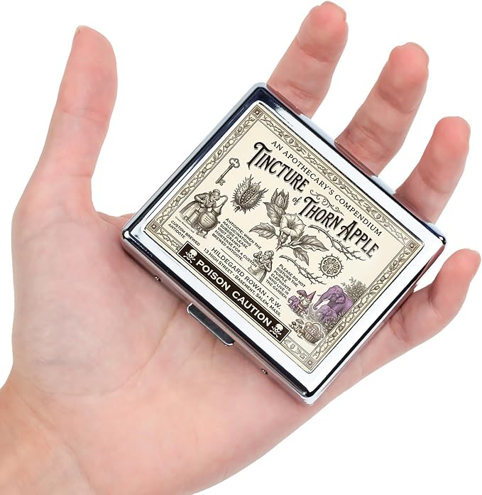 7 Days Chromed Shiny Silver Pill Organizer with Mirror Inside Has 8 Separate Compartments Rectangle Cute Travel Pill Organizer for Purse 7 Days (Different Flowers and Plants)