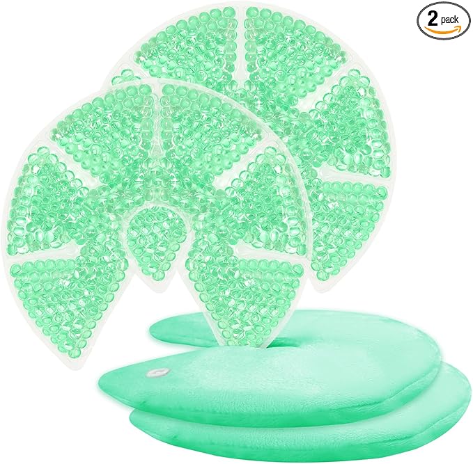 Hot/Cold Breast Gel Ice Packs Breast Cooling/Heat Pads Relief for Breastfeeding, Nursing Pain, Mastitis, Engorgement, Swelling, Plugged Ducts | Boost Milk Let-Down & Production,2 Pack (Green)